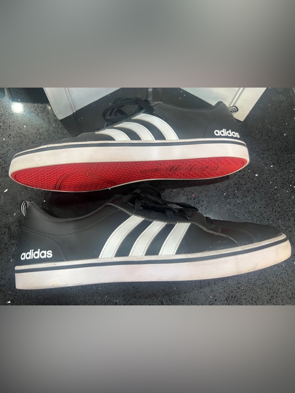 adidas Men’s Black, White & Red Low-Top Sneakers